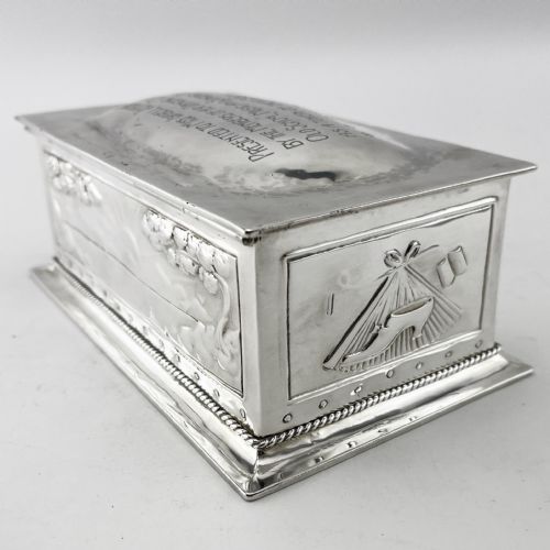 ARTS CRAFTS STYLE EDWARDIAN STERLING SILVER BOX - ADDITIONAL PHOTO 4