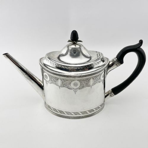 GEORGE III PETER AND ANNE BATEMAN STERLING SILVER TEAPOT