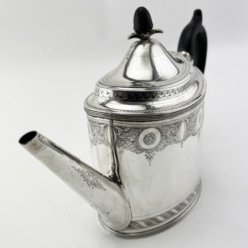 GEORGE III PETER AND ANNE BATEMAN STERLING SILVER TEAPOT - ADDITIONAL PHOTO 5