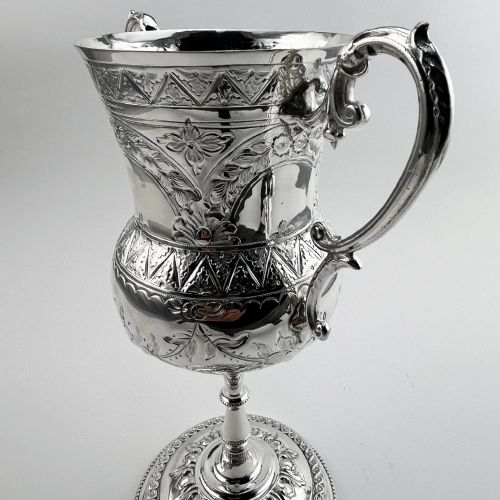 DECORATIVE VICTORIAN SILVER PLATED TROPHY CUP - ADDITIONAL PHOTO 2