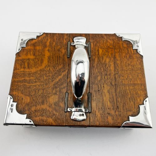 MAPPIN WEBB STERLING SILVER AND OAK CIGAR OR TRINKET BOX - ADDITIONAL PHOTO 1
