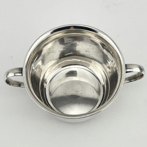 CIRCULAR STERLING SILVER PORRINGER OR CHRISTENING BOWL - ADDITIONAL PHOTO 1