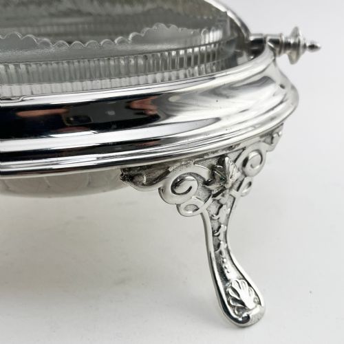 VICTORIAN SILVER PLATED REVOLVING LIDDED BUTTER OR PRESERVE DISH - ADDITIONAL PHOTO 3