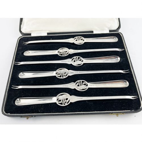 SUPERIOR BOXED SET OF SIX SILVER PLATED LOBSTER PICKS - ADDITIONAL PHOTO 1