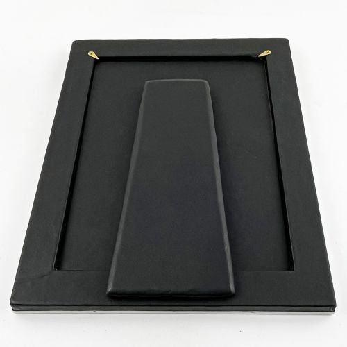 EDWARDIAN STERLING SILVER PHOTO FRAME WITH BLACK LEATHER BACK - ADDITIONAL PHOTO 5