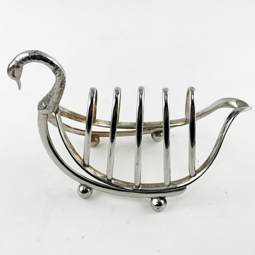 VICTORIAN NOVELTY SWAN SILVER PLATED TOAST RACK - ADDITIONAL PHOTO 2