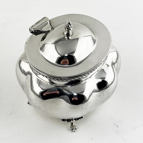 EDWARDIAN STERLING SILVER TEA CADDY WITH BULBOUS OVAL FLUTED BODY - ADDITIONAL PHOTO 3