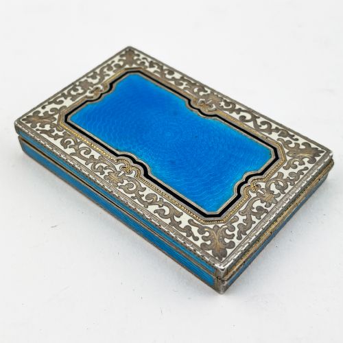 CONTINENTAL STERLING SILVER AND ENAMEL CARD OR CHEROOT CASE