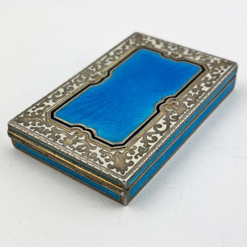 CONTINENTAL STERLING SILVER AND ENAMEL CARD OR CHEROOT CASE - ADDITIONAL PHOTO 2