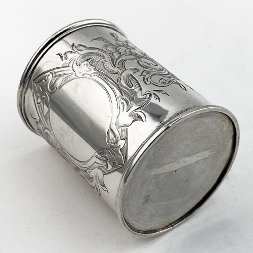 FLORAL ENGRAVED VICTORIAN STERLING SILVER CHRISTENING MUG - ADDITIONAL PHOTO 5