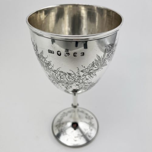 PRETTY GEORGE UNITE VICTORIAN STERLING SILVER GOBLET - ADDITIONAL PHOTO 1