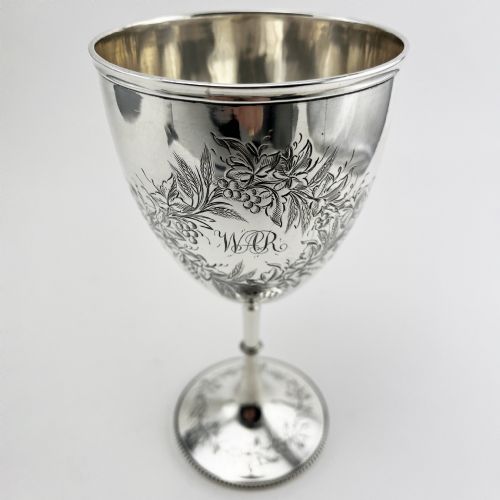 PRETTY GEORGE UNITE VICTORIAN STERLING SILVER GOBLET - ADDITIONAL PHOTO 2