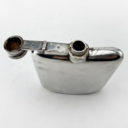 VERY SMART PLAIN STERLING SILVER HIP FLASK - ADDITIONAL PHOTO 2