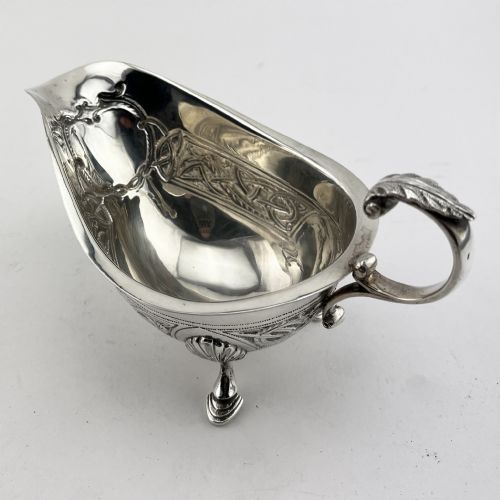 IRISH STERLING SILVER SAUCE BOAT WITH CELTIC STYLE DECORATION - ADDITIONAL PHOTO 2