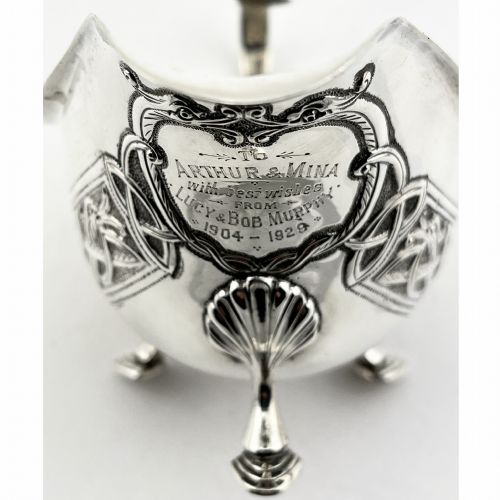 IRISH STERLING SILVER SAUCE BOAT WITH CELTIC STYLE DECORATION - ADDITIONAL PHOTO 4