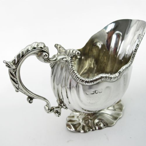 PAIR LATE VICTORIAN GEORGIAN STYLE STERLING SILVER SAUCE BOATS - ADDITIONAL PHOTO 2