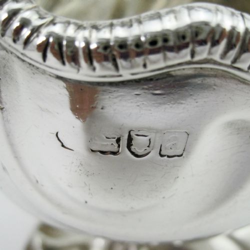 PAIR LATE VICTORIAN GEORGIAN STYLE STERLING SILVER SAUCE BOATS - ADDITIONAL PHOTO 5