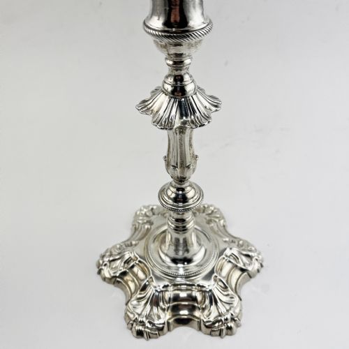 IMPRESSIVE PAIR OF LATE GEORGE II CANDLESTICKS BY JOHN CAFE - ADDITIONAL PHOTO 2