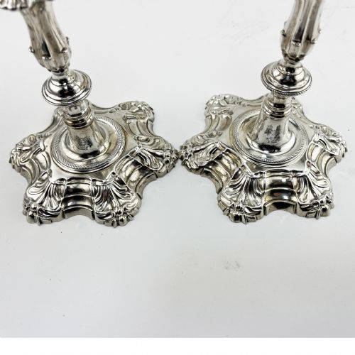 IMPRESSIVE PAIR OF LATE GEORGE II CANDLESTICKS BY JOHN CAFE - ADDITIONAL PHOTO 3