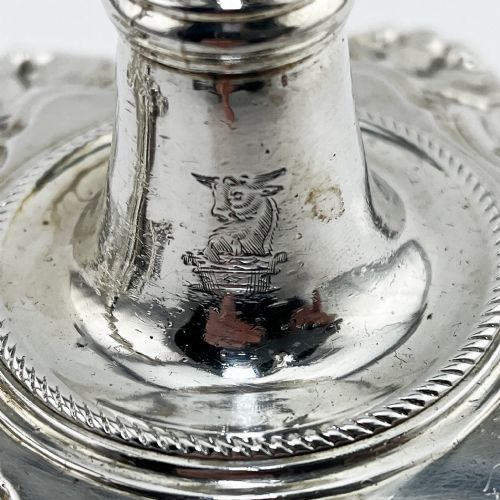 IMPRESSIVE PAIR OF LATE GEORGE II CANDLESTICKS BY JOHN CAFE - ADDITIONAL PHOTO 4