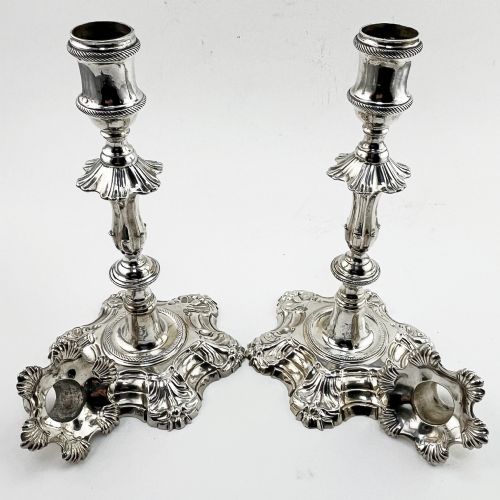 IMPRESSIVE PAIR OF LATE GEORGE II CANDLESTICKS BY JOHN CAFE - ADDITIONAL PHOTO 5