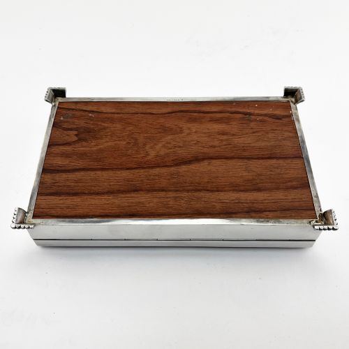 LARGE STERLING SILVER ART DECO STYLE CIGAR OR TRINKET BOX - ADDITIONAL PHOTO 8