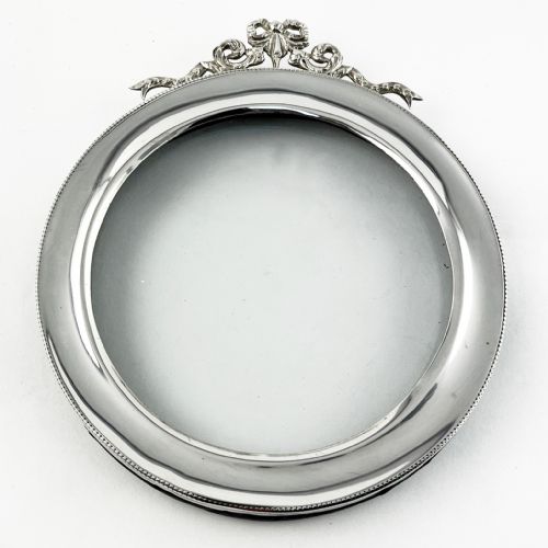 PRETTY EDWARDIAN ROUND STERLING SILVER PHOTO FRAME - ADDITIONAL PHOTO 8
