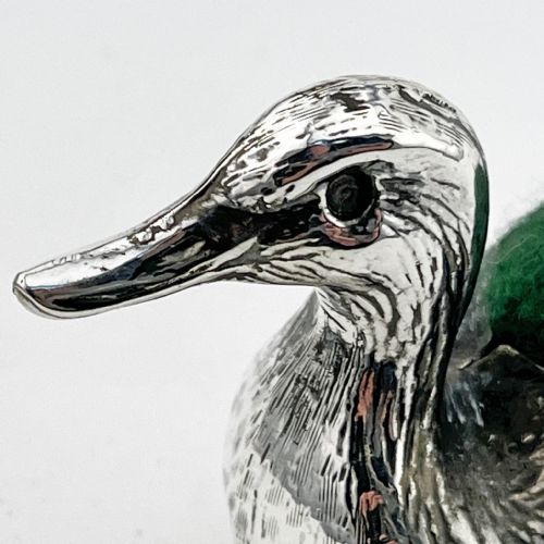 EDWARDIAN STERLING SILVER DUCK PIN CUSHION - ADDITIONAL PHOTO 3