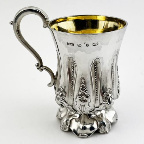 early victorian sterling silver christening mug - CATEGORY: ANTIQUE SILVER - DATED 1850