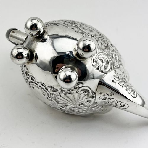 PRETTY LATE VICTORIAN STERLING SILVER BACHELOR TEAPOT - ADDITIONAL PHOTO 6