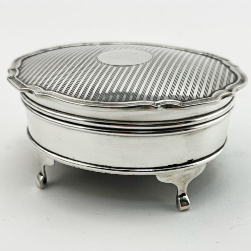 SMART OVAL STERLING SILVER JEWELLERY OR TRINKET BOX - ADDITIONAL PHOTO 3