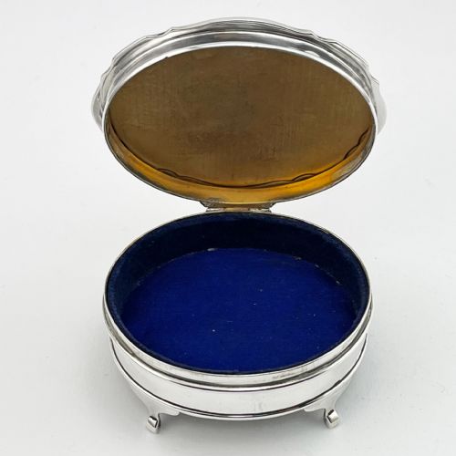 SMART OVAL STERLING SILVER JEWELLERY OR TRINKET BOX - ADDITIONAL PHOTO 6