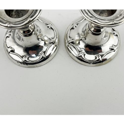 PAIR OF EDWARDIAN STERLING SILVER DWARF CANDLESTICKS - ADDITIONAL PHOTO 5