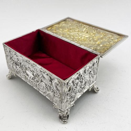 EDWARDIAN CHEST SHAPED STERLING SILVER JEWELLERY OR TRINKET BOX - ADDITIONAL PHOTO 2