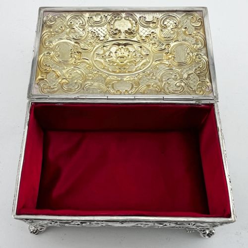 EDWARDIAN CHEST SHAPED STERLING SILVER JEWELLERY OR TRINKET BOX - ADDITIONAL PHOTO 3