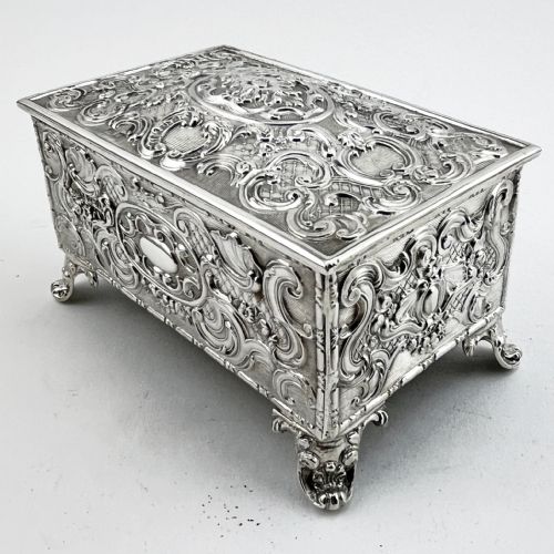EDWARDIAN CHEST SHAPED STERLING SILVER JEWELLERY OR TRINKET BOX - ADDITIONAL PHOTO 4
