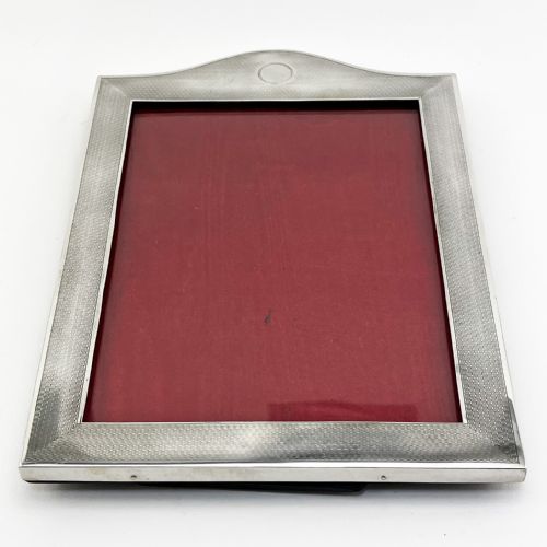 STERLING SILVER RECTANGULAR PHOTO FRAME WITH AN ENGINE TURNED BORDER - ADDITIONAL PHOTO 1