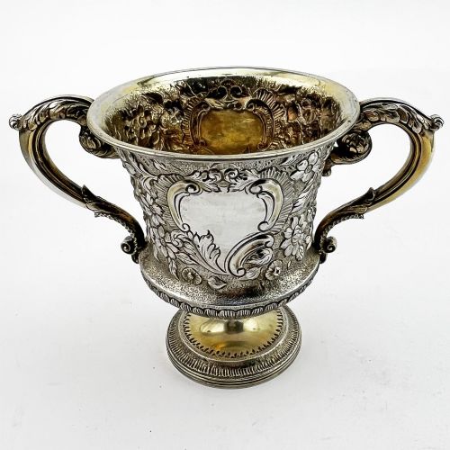 George III Sterling Silver and Gilt Two Handled Campana Shaped Cup