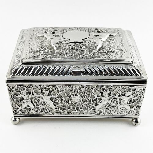 Decorative Victorian Sterling Silver Jewellery or Trinket Box