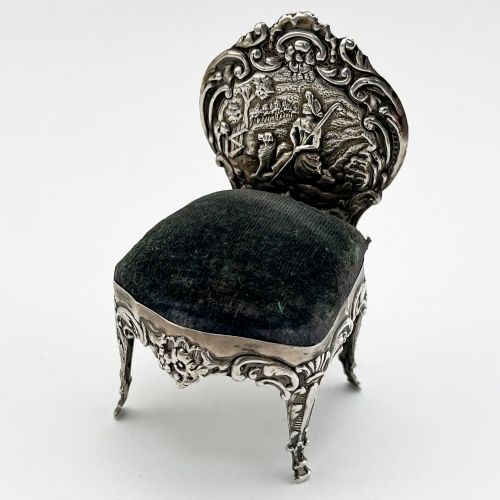 Sterling Silver Pin Cushion in the Form of a Chair