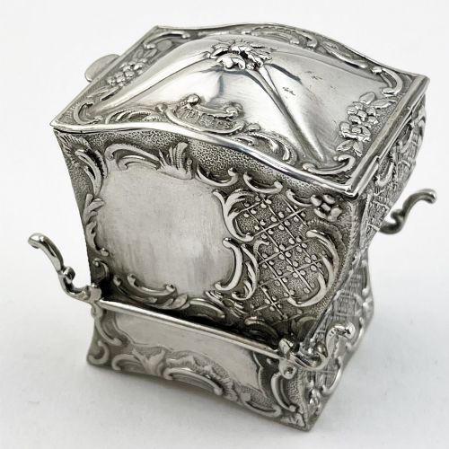 Victorian Sterling Silver Sedan Chair Playing Card Case