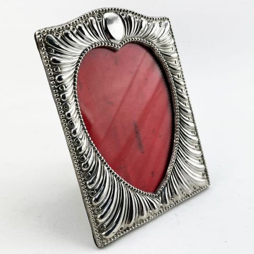 Victorian Sterling Silver Photo Frame with Heart Shaped Window