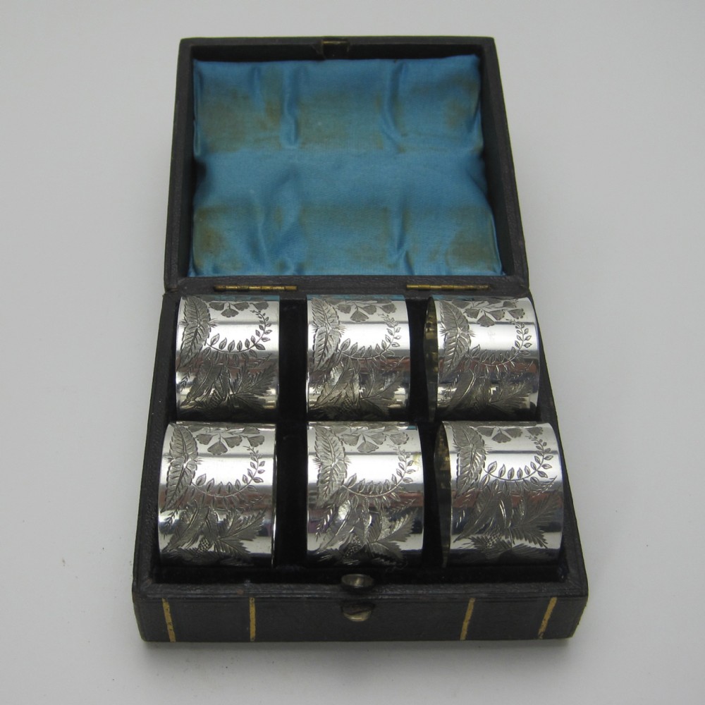 Boxed Set of 6 Victorian Silver Plated Napkin Rings