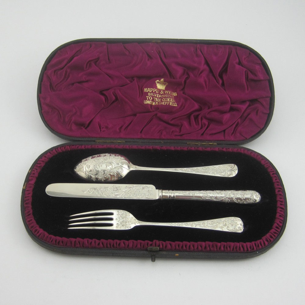 Sterling Silver Victorian Boxed Christening Set