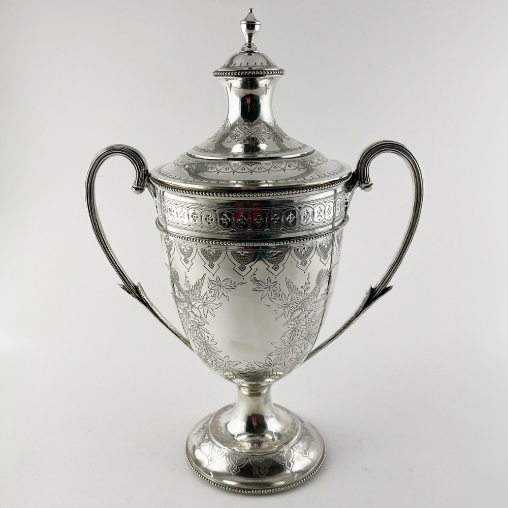 Impressive Victorian Sterling Silver Lidded Trophy Cup