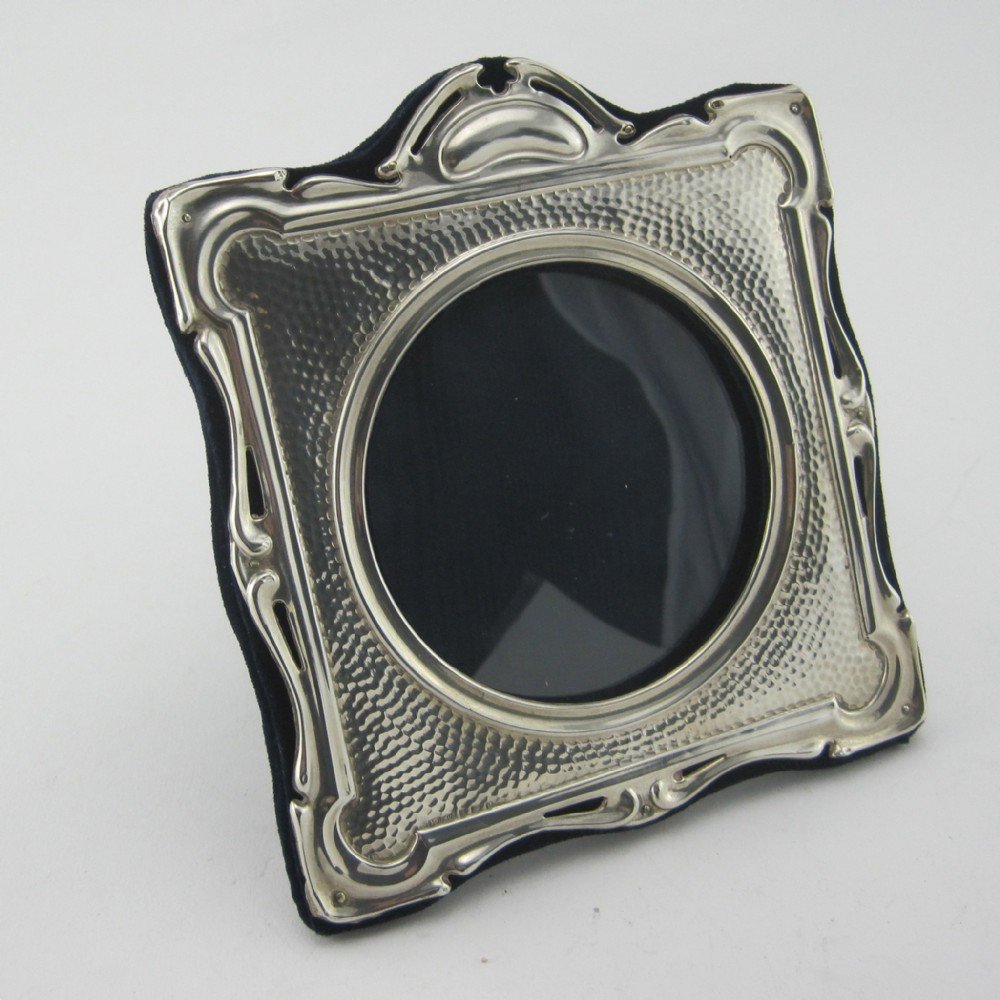 Unusual Square Edwardian Silver Photo Frame with Round Window