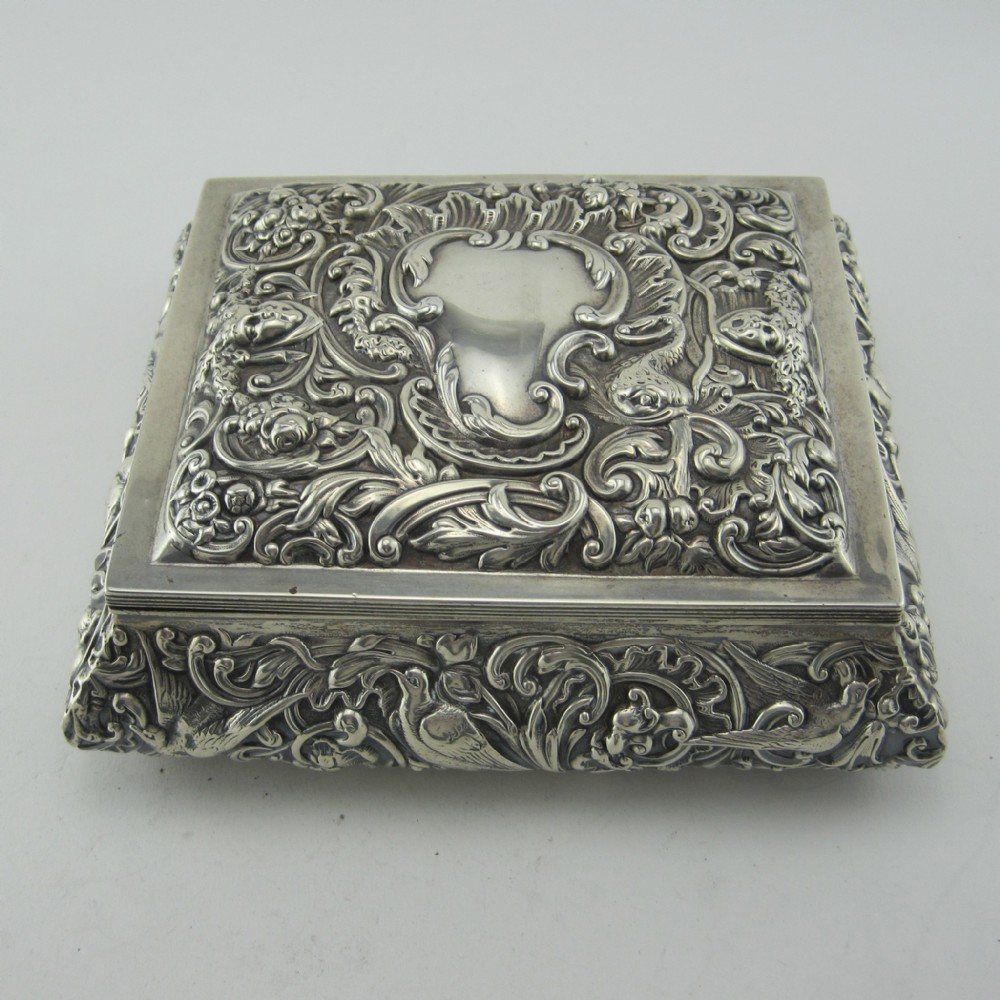 Large Victorian William Comyns Sterling Silver Jewellery Box