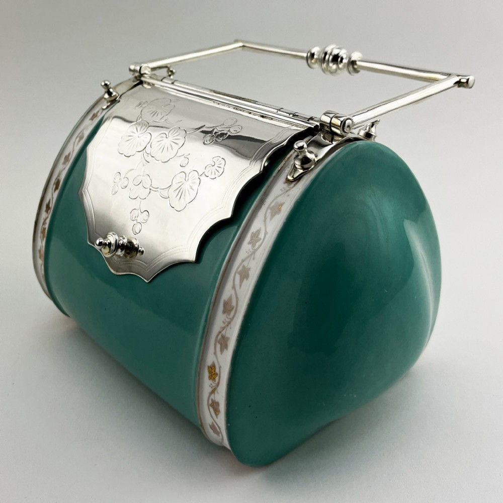 Rare and Unusual Spode Porcelain and Silver Plated Biscuit Box