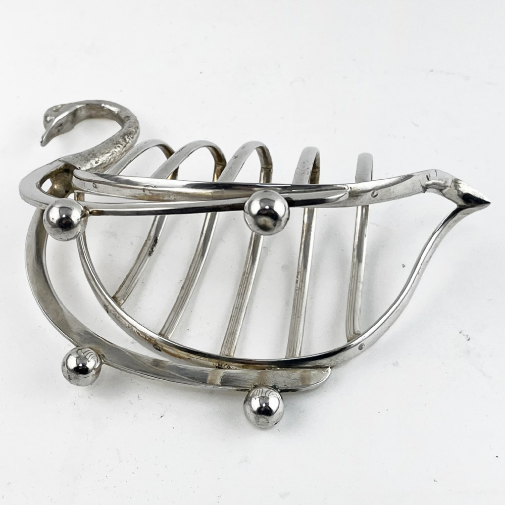 Victorian Novelty Swan Silver Plated Toast Rack View IV