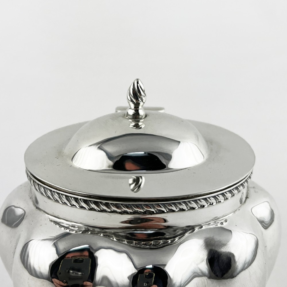 Edwardian Sterling Silver Tea Caddy with Bulbous Oval Fluted Body View II